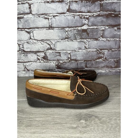 Cabela's Brown Suede Leather Slippers Moccasins Slip On Mens Size 10M US/43EU - Picture 4 of 16